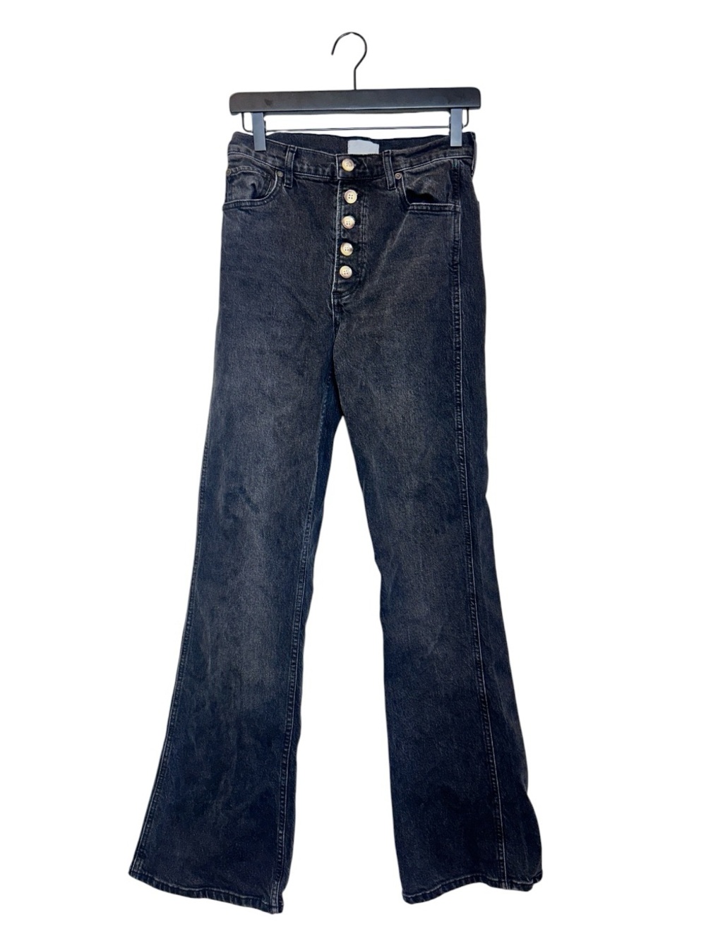 Boyish Black High-Rise the Ricky Flare Jeans with Button-Fly